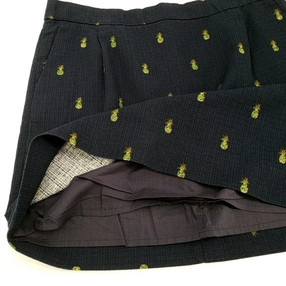 J. Crew Factory Navy Blue Pineapple Printed Cotton Skirt - Picture 4 of 9